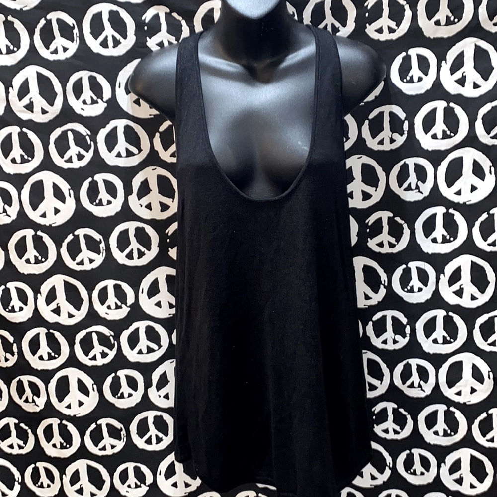 TRF KNITWEAR BLACK SLEEVELESS DEEP V-NECK TANK SWEATER DRESS SZ M